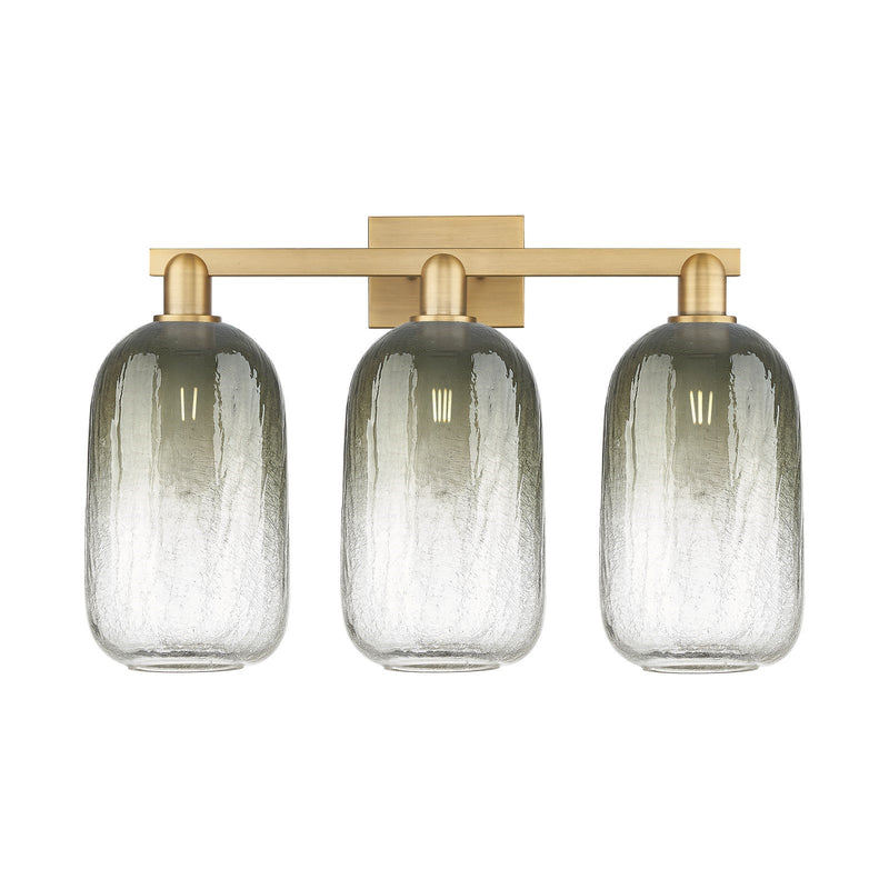 Innovations Brookhaven Cloche 26in 3-Light Bath Vanity | Industrial Brushed Brass Steel and Slate Glass | Bathroom Vanity | 26 | Model 716-3W-BB-G482-7SL