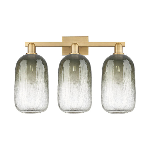 Innovations Brookhaven Cloche 26in 3-Light Bath Vanity | Industrial Brushed Brass Steel and Slate Glass | Bathroom Vanity | 26 | Model 716-3W-BB-G482-7SL