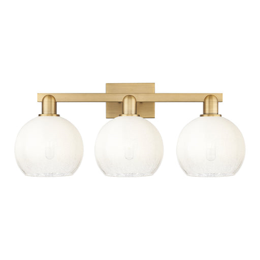 Innovations Brookhaven Globe 27in 3-Light Bath Vanity | Industrial Brushed Brass and Opal Glass | Bathroom Vanity | 27 x 12.75 | Model 716-3W-BB-G483-8OP
