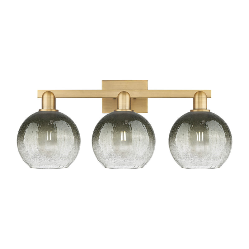 Innovations Brookhaven Globe 27in 3-Light Bath Vanity Light | Industrial Brushed Brass Steel and Slate Glass | Bathroom Vanity | Model 716-3W-BB-G483-8SL