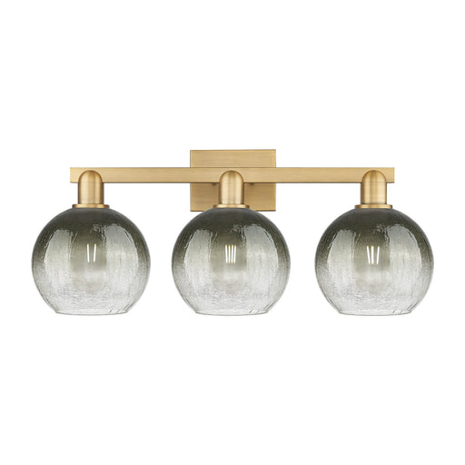 Innovations Brookhaven Globe 27in 3-Light Bath Vanity Light | Industrial Brushed Brass Steel and Slate Glass | Bathroom Vanity | Model 716-3W-BB-G483-8SL