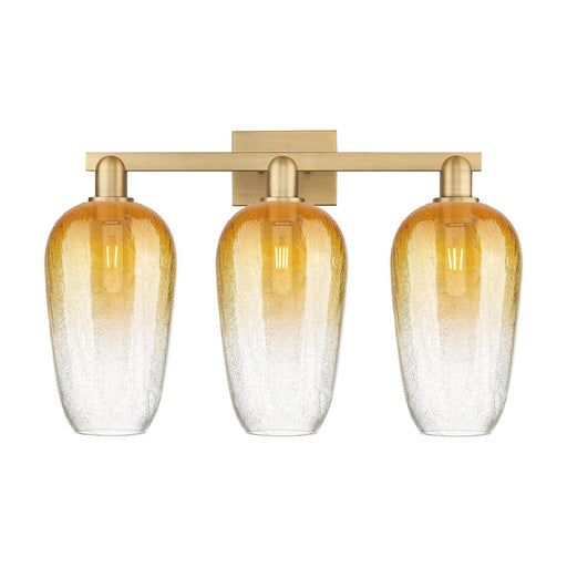 Innovations Brookhaven Flute 26in 3-Light Bath Vanity | Industrial Transitional Brushed Brass and Amber Glass | Bathroom Vanity | Model 716-3W-BB-G484-7AM