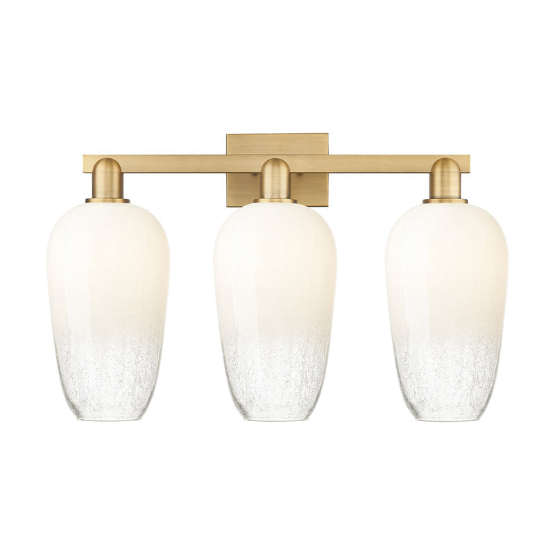 Innovations Brookhaven Flute 26in 3-Light Bath Vanity | Industrial Brushed Brass Steel and Opal Glass | Bathroom Vanity | 26 x | Model 716-3W-BB-G484-7OP