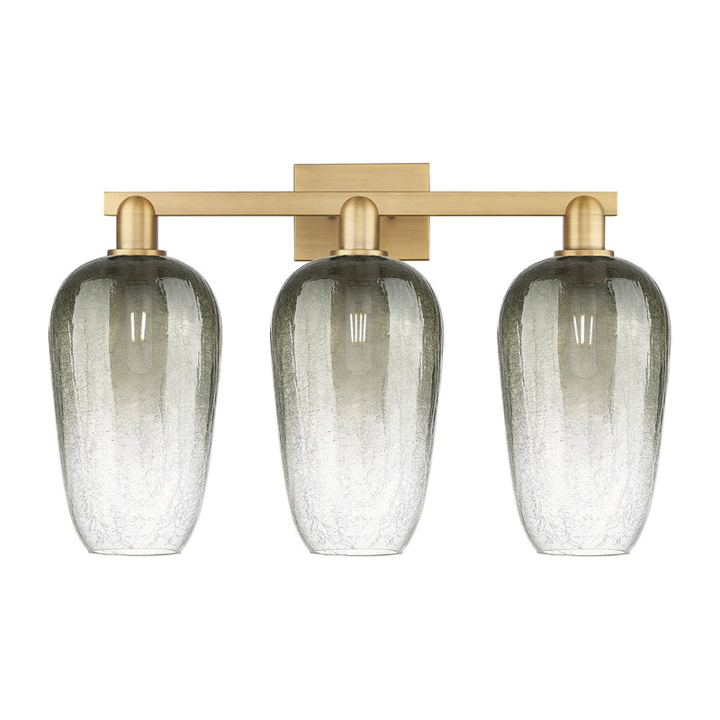 Innovations Brookhaven Flute 26in 3-Light Bath Vanity | Industrial Brushed Brass Steel and Slate Glass | Entryway & Hallway | Model 716-3W-BB-G484-7SL