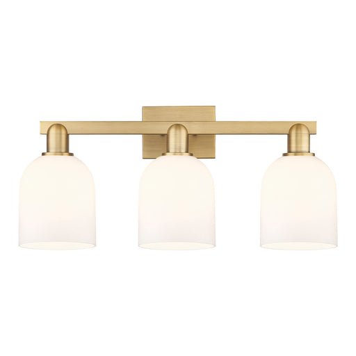Innovations Bella 25in 3-Light Bath Vanity Light | Brushed Brass Steel and White Glass | Bathroom Vanity | 24.5 x 11.25 in | Model 716-3W-BB-G558-6GWH