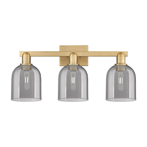 Innovations Bella 25in 3-Light Bath Vanity Light | Industrial Brushed Brass and Light Smoke Glass | Bathroom Vanity | 24.5 x | Model 716-3W-BB-G558-6SM