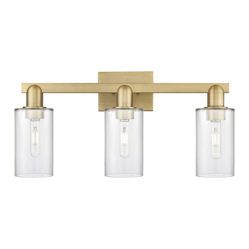 Innovations Clymer 23in 3-Light Bath Vanity Light | Industrial Brushed Brass and Clear Glass | Kitchen & Bathroom Vanity | 22.88 x | Model 716-3W-BB-G802
