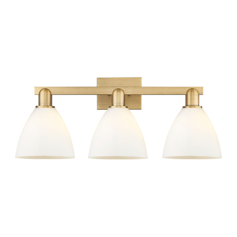 Innovations Bristol 27in 3-Light Bath Vanity Light | Industrial Brushed Brass and Matte White Glass | Bathroom Vanity | 26.5 x | Model 716-3W-BB-GBD-751