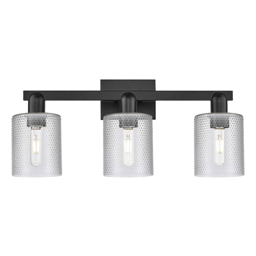 Innovations Cobbleskill 24in 3-Light Bath Vanity Light | Industrial Matte Black Steel and Clear Glass | Damp-Rated Bathroom Vanity | Model 716-3W-BK-G112