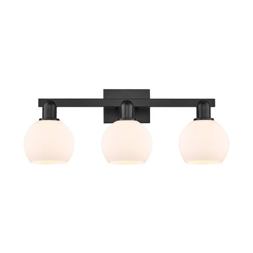 Innovations Athens 25in 3-Light Bath Vanity Light | Industrial Matte Black Steel and Matte White Glass | Bathroom Vanity | 24.88 | Model 716-3W-BK-G121-6