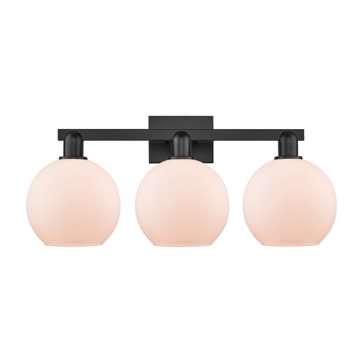 Innovations Athens 27in 3-Light Bath Vanity Light | Industrial Matte Black Steel and Matte White Glass | Bathroom Vanity | 27 x | Model 716-3W-BK-G121-8
