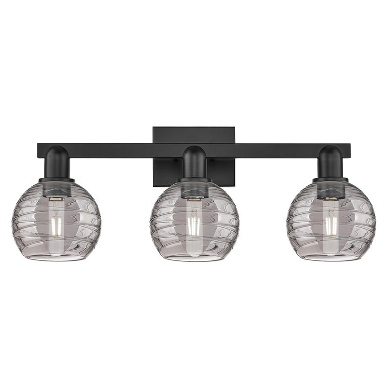 Innovations Athens 3Lt 26" Bath Vanity Light, Black/Smoke - 716-3W-BK-G1213-6SM