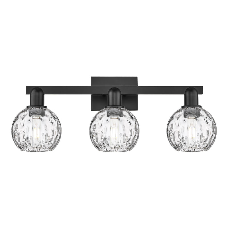 Innovations Athens 25in 3-Light Bath Vanity Light | Industrial Matte Black Steel and Clear Water Glass | Bathroom Vanity | 25 x | Model 716-3W-BK-G1215-6