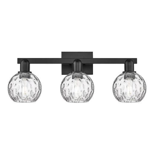 Innovations Athens 25in 3-Light Bath Vanity Light | Industrial Matte Black Steel and Clear Water Glass | Bathroom Vanity | 25 x | Model 716-3W-BK-G1215-6