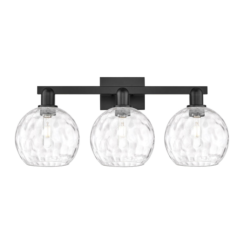Innovations Athens 27in 3-Light Bath Vanity Light | Industrial Matte Black Steel and Clear Water Glass | Bathroom Vanity | 27 x | Model 716-3W-BK-G1215-8
