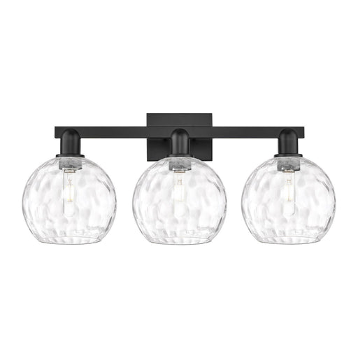 Innovations Athens 27in 3-Light Bath Vanity Light | Industrial Matte Black Steel and Clear Water Glass | Bathroom Vanity | 27 x | Model 716-3W-BK-G1215-8