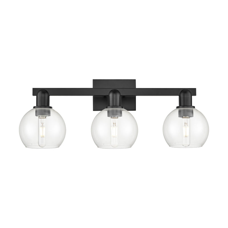 Innovations Athens 25in 3-Light Bath Vanity Light | Industrial Matte Black Steel and Clear Glass | Bathroom Vanity | 24.88 x 7.44 | Model 716-3W-BK-G122-6