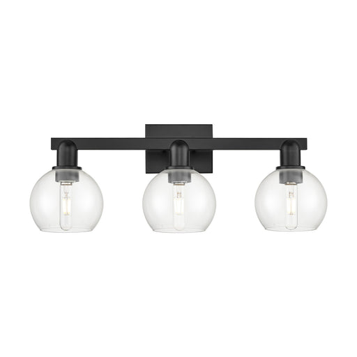 Innovations Athens 25in 3-Light Bath Vanity Light | Industrial Matte Black Steel and Clear Glass | Bathroom Vanity | 24.88 x 7.44 | Model 716-3W-BK-G122-6