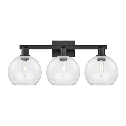 Innovations Athens 27in 3-Light Bath Vanity Light | Industrial Matte Black Steel and Clear Glass | Bathroom Vanity | 27 x 11.75 x | Model 716-3W-BK-G122-8