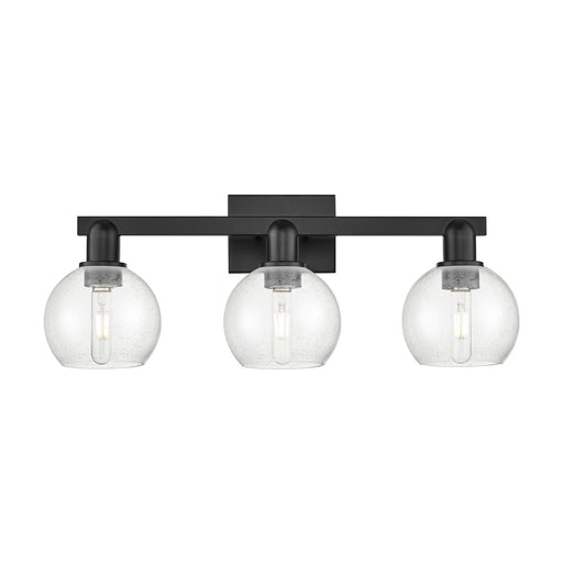 Innovations Athens 25in 3-Light Bath Vanity Light | Industrial Matte Black Steel and Seedy Glass | Bathroom Vanity | 24.88 x 9.62 | Model 716-3W-BK-G124-6
