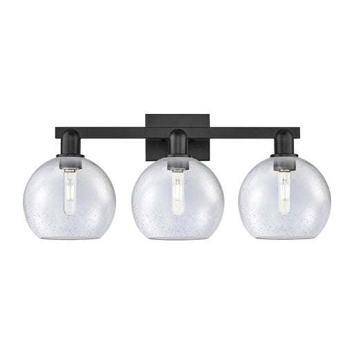Innovations Athens 27in 3-Light Bath Vanity Light | Industrial Matte Black Steel and Seedy Glass | Bathroom Vanity | 27 x 11.75 x | Model 716-3W-BK-G124-8
