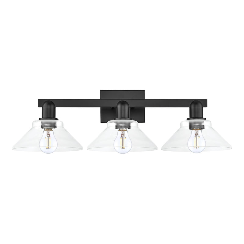 Innovations Orwell 27in 3-Light Bath Vanity Light | Industrial Matte Black Steel and Clear Glass | Bathroom Vanity | 27.38 x 8.75 x | Model 716-3W-BK-G132