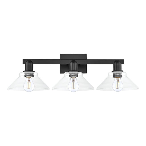 Innovations Orwell 27in 3-Light Bath Vanity Light | Industrial Matte Black Steel and Clear Glass | Bathroom Vanity | 27.38 x 8.75 x | Model 716-3W-BK-G132