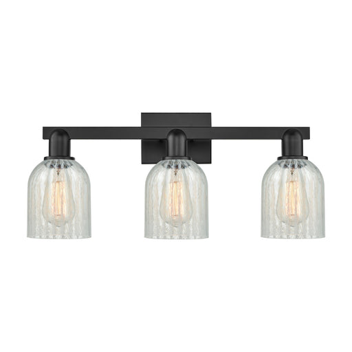 Innovations Caledonia 24in 3-Light Bath Vanity | Industrial Matte Black Steel and Mouchette Glass | Bathroom Vanity | 24 x 7 x | Model 716-3W-BK-G2511