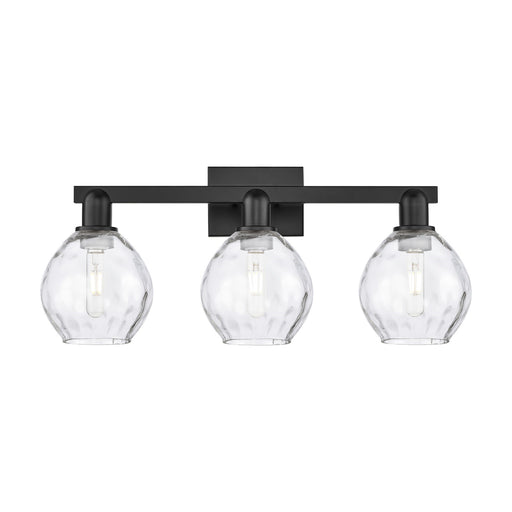 Innovations Waverly 25in 3-Light Bath Vanity Light | Industrial Matte Black Steel and Clear Glass | Bathroom Vanity | 25 x 10.25 x | Model 716-3W-BK-G362