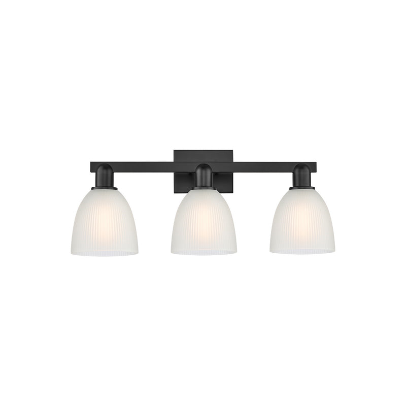 Innovations Castile 25in 3-Light Bath Vanity Light | Industrial Matte Black Steel and White Glass | Bathroom Vanity | 25 x 10.75 x | Model 716-3W-BK-G381