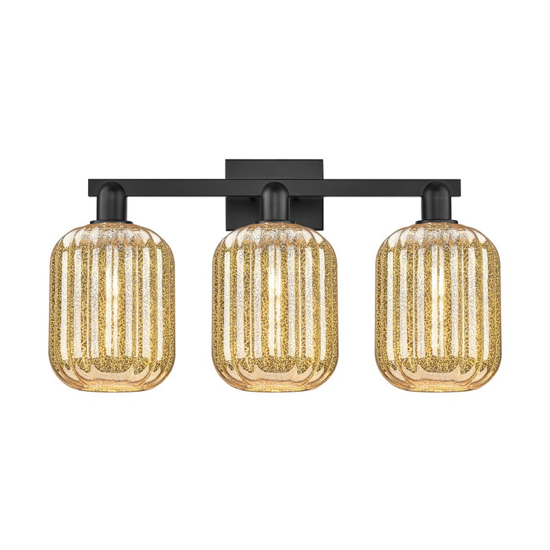 Innovations Preston 3Lt 26" Jar Bath Light, Black/Mercury - 716-3W-BK-G460-7ME