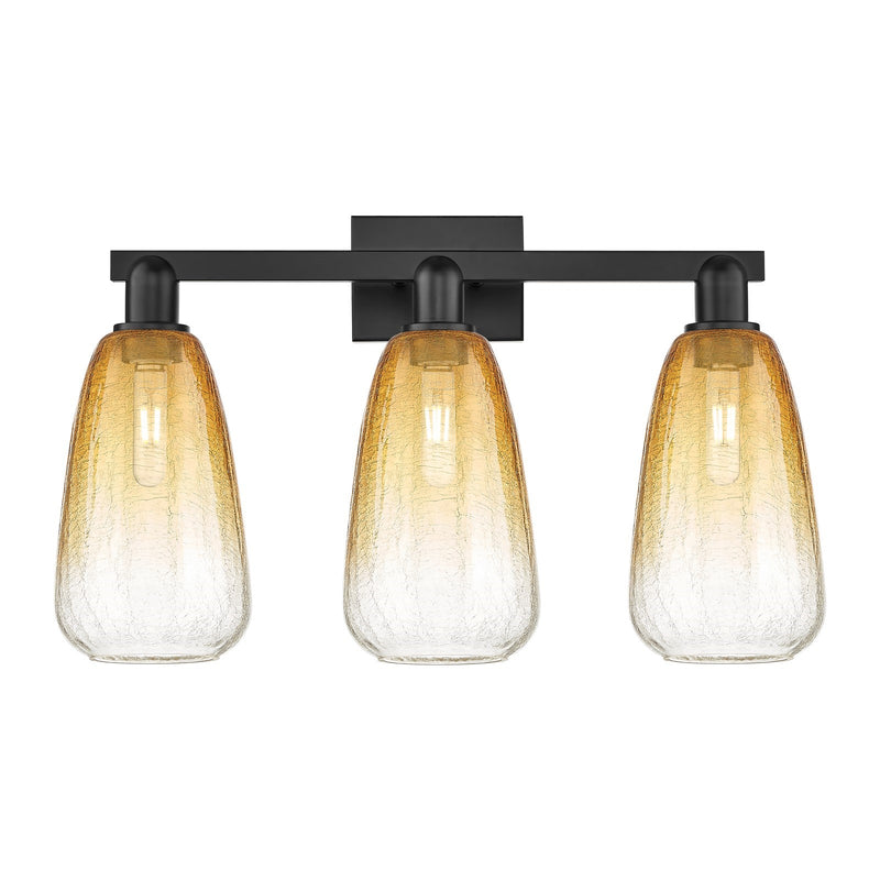 Innovations Brookhaven Almond 25in 3-Light Bath Vanity | Industrial Matte Black Steel and Amber Glass | Bathroom Vanity | 25 x | Model 716-3W-BK-G480-6AM
