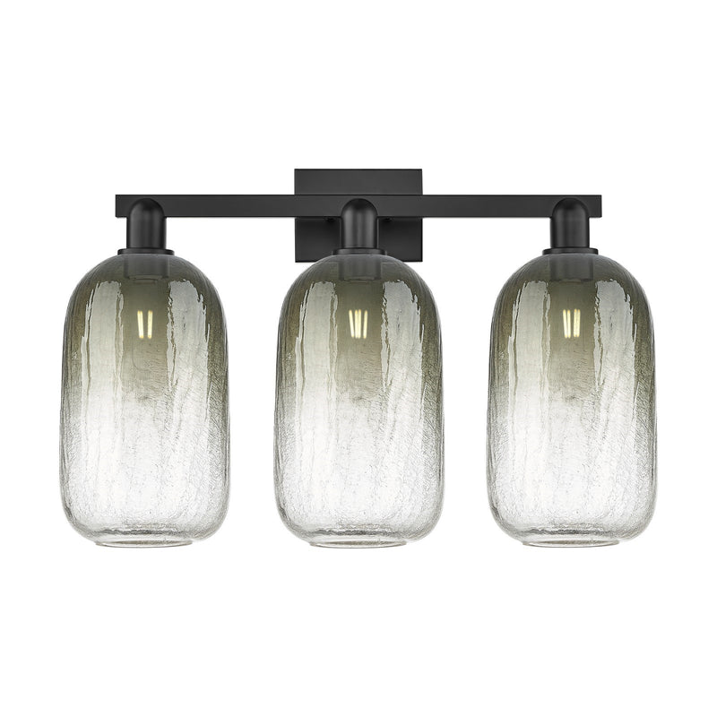 Innovations Brookhaven Cloche 26in 3-Light Bath Vanity | Industrial Matte Black Steel and Slate Glass | Bathroom Vanity & | Model 716-3W-BK-G482-7SL