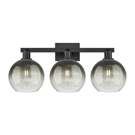 Innovations Brookhaven Globe 27in 3-Light Bath Vanity | Industrial Matte Black Steel and Slate Glass | Bathroom Vanity & Powder | Model 716-3W-BK-G483-8SL