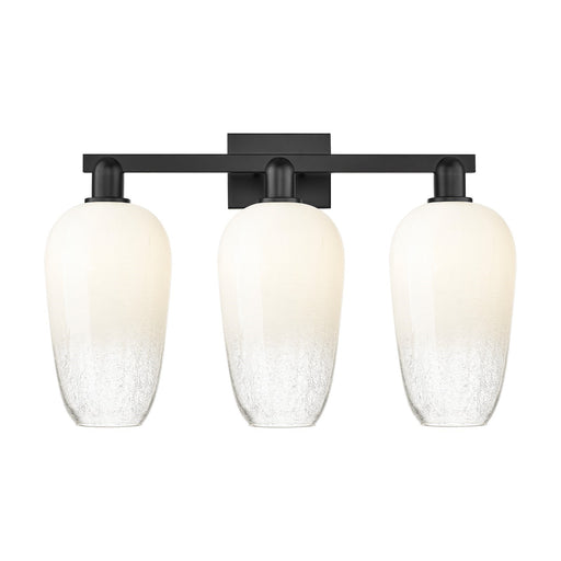 Innovations Brookhaven Flute 26in 3-Light Bath Vanity | Industrial Matte Black Steel and Opal Glass | Bathroom Vanity | 26 x | Model 716-3W-BK-G484-7OP
