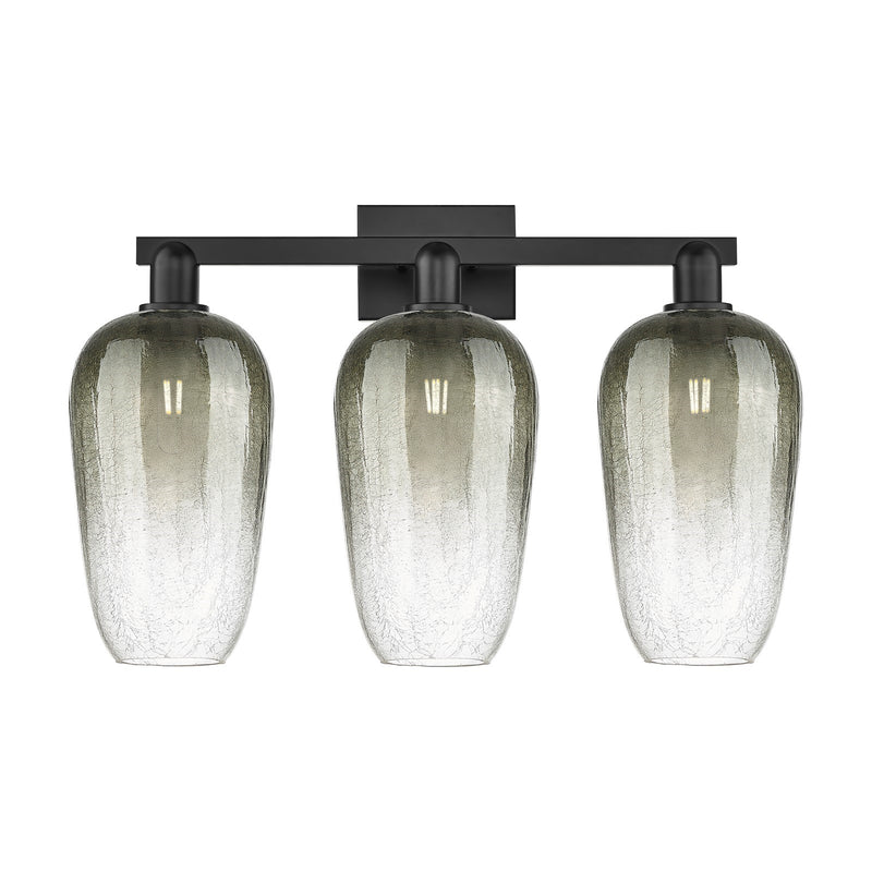 Innovations Brookhaven Flute 26in 3-Light Bath Vanity | Industrial Matte Black Steel and Slate Glass | Bathroom Vanity & Powder | Model 716-3W-BK-G484-7SL