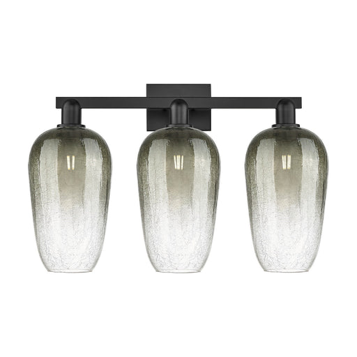 Innovations Brookhaven Flute 26in 3-Light Bath Vanity | Industrial Matte Black Steel and Slate Glass | Bathroom Vanity & Powder | Model 716-3W-BK-G484-7SL