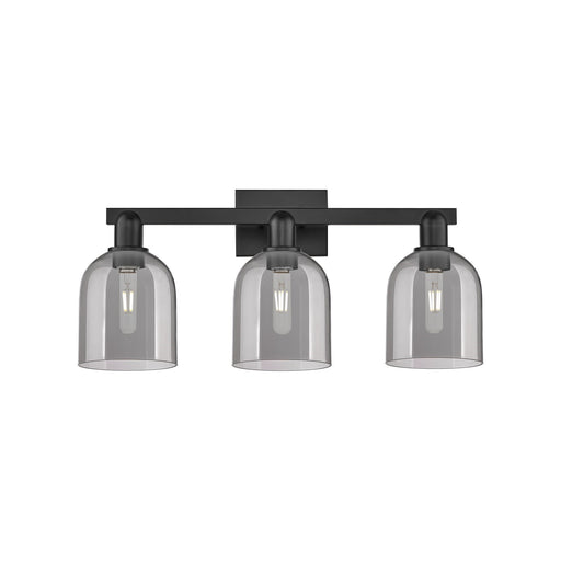 Innovations Bella 25in 3-Light Bath Vanity Light | Industrial Matte Black Steel and Light Smoke Glass | Bathroom Vanity | 24.5 | Model 716-3W-BK-G558-6SM