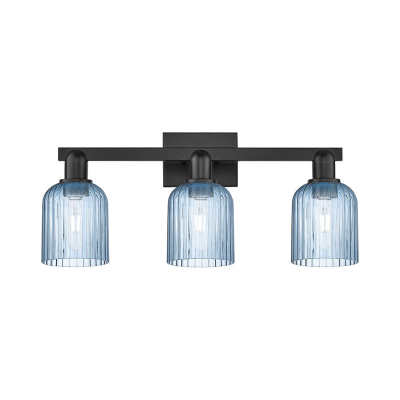 Innovations Bridal Veil 3Lt 24" Bath Light, Black/Blue - 716-3W-BK-G559-5BL
