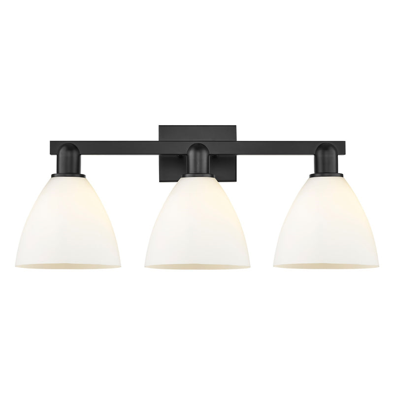 Innovations Bristol 27in 3-Light Bath Vanity Light | Industrial Matte Black Steel and Matte White Glass | Bathroom Vanity | 26.5 | Model 716-3W-BK-GBD-751