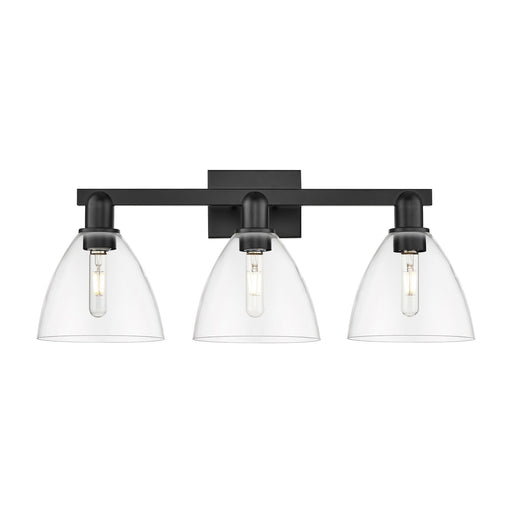 Innovations Bristol 27in 3-Light Bath Vanity Light | Industrial Matte Black Steel and Clear Glass | Bathroom Vanity | 26.5 x | Model 716-3W-BK-GBD-752