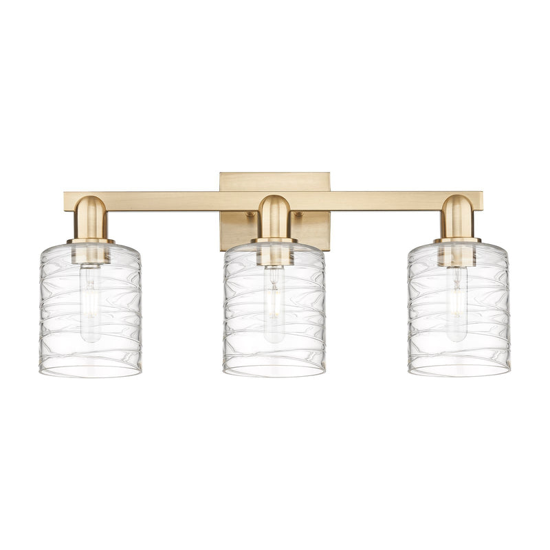 Innovations Cobbleskill 24in 3-Light Bath Vanity Light | Industrial Champagne Bronze Steel and Deco Swirl Clear Glass | Bathroom | Model 716-3W-CB-G1113