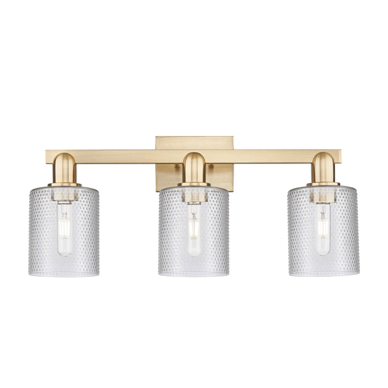 Innovations Cobbleskill 24in 3-Light Bath Vanity Light | Industrial Champagne Bronze Steel and Clear Glass | Bathroom Vanity | 24 x | Model 716-3W-CB-G112