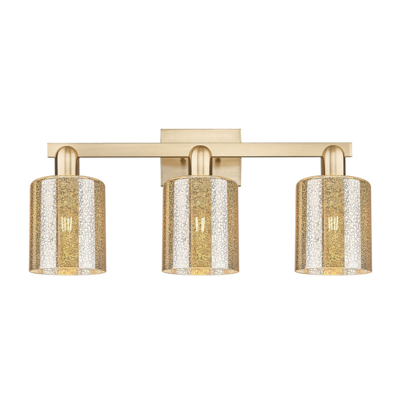 Innovations Cobbleskill 24in 3-Light Bath Vanity Light | Industrial Champagne Bronze Steel and Mercury Glass | Bathroom Vanity & | Model 716-3W-CB-G116