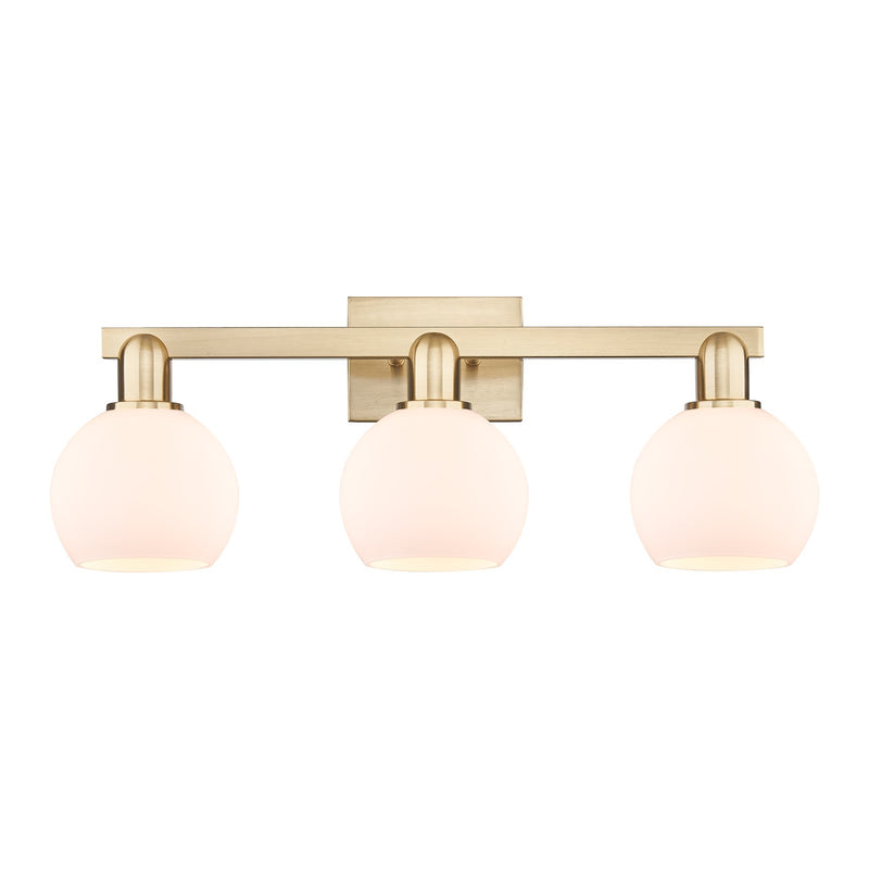 Innovations Athens 25in 3-Light Bath Vanity Light | Industrial Champagne Bronze Steel and Matte White Glass | Bathroom Vanity | Model 716-3W-CB-G121-6