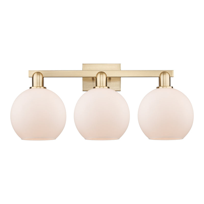 Innovations Athens 27in 3-Light Bath Vanity Light | Industrial Champagne Bronze Steel and Matte White Glass | Bathroom Vanity | Model 716-3W-CB-G121-8
