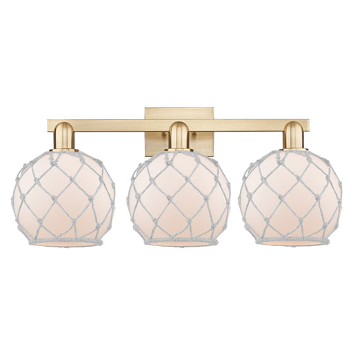 Innovations Farmhouse Rope 27in 3-Light Bath Vanity | Industrial Champagne Bronze Steel and Cast Brass with White Frosted Glass | Model 716-3W-CB-G121-8RW