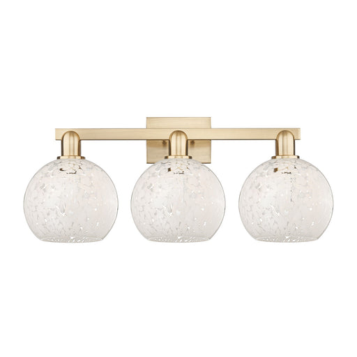 Innovations White Mouchette 27in 3-Light Bath Vanity | Industrial Champagne Bronze Steel and White Mouchette Glass | Bathroom | Model 716-3W-CB-G1216-8WM