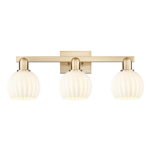 Innovations Arcadia 25in 3-Light Bath Vanity Light | Industrial Champagne Bronze Steel and White Venetian Glass | Bathroom | Model 716-3W-CB-G1217-6WV