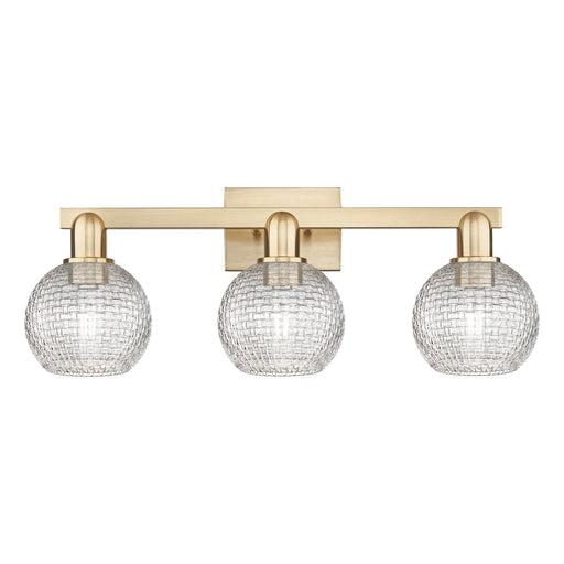 Innovations Athens 25in 3-Light Bath Vanity Light | Industrial Champagne Bronze Steel and Clear Basket Weave Glass | Bathroom | Model 716-3W-CB-G122C-6CL